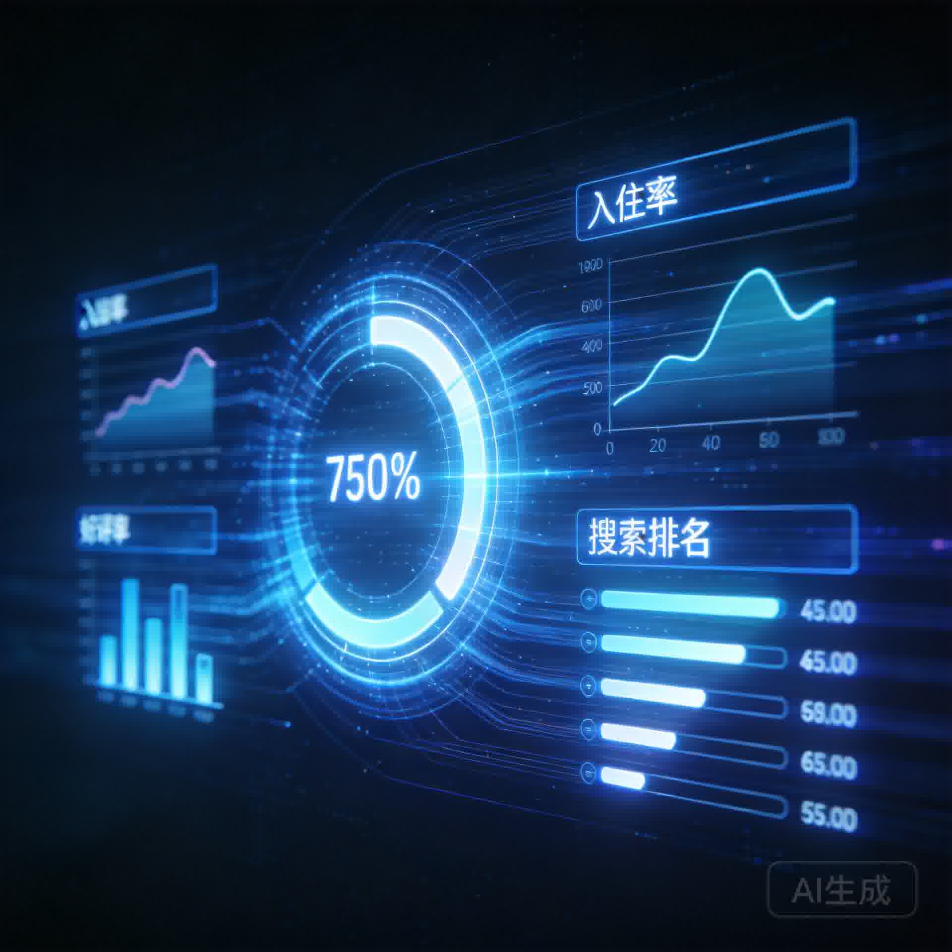 酒店运营数据仪表盘，入住率好评率搜索排名实时监控
